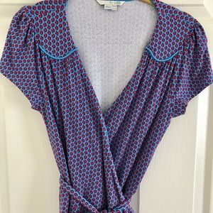 EUC Boden Wrap Dress Red Blue Purple Size 8 R 8R